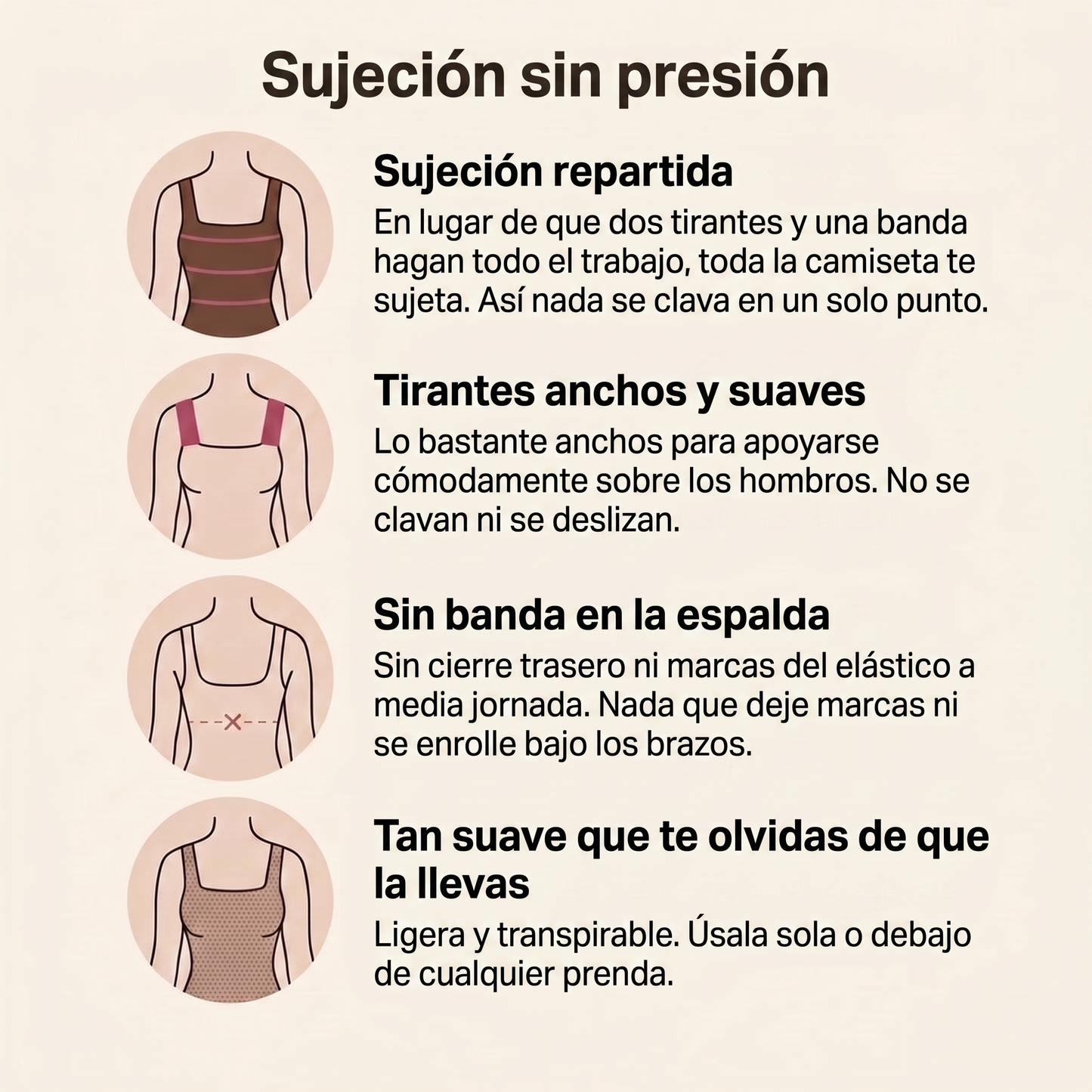 SuaveLina - Camiseta con Sujetador Incorporado